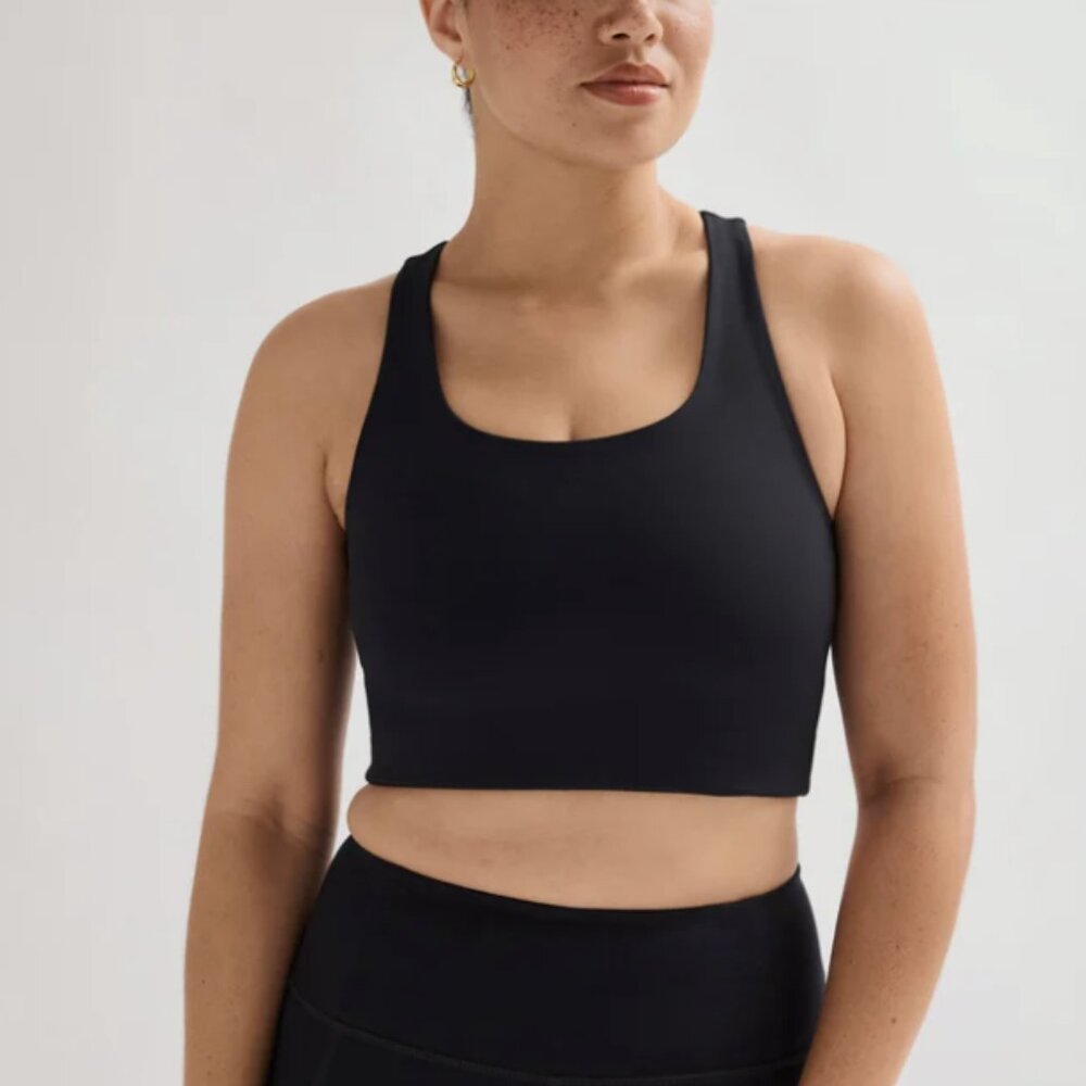 Girlfriend Collective Black Paloma Racerback Bra Scoop Neck Sports Size Small